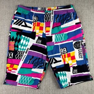Hobie Vintage Board Shorts Mens L Multicolor 80s Geometric Abstract Street Surf‎